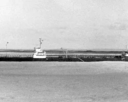 <em>Petro Sea</em>, the first of three similar tankers built by National Bulk Carriers, Kure Shipyards Division, north-bound in Suez Canal. ( Dave Edge photo )