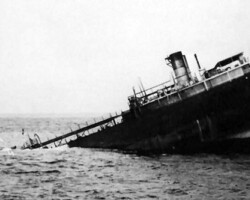 <em>Amphialos</em>, ex-<em>Bulkstar</em> after breaking in two off the coast of Cape Cod, Massachusetts in March, 1964.