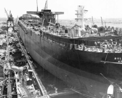 <em>Bulktrader</em>, 17 March, 1950 - A great angle from one of the cranes.
( Photo Copyright Thomas Fred Wright Jr. )